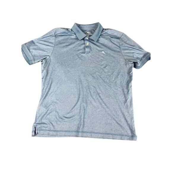 Tommy Bahama Polo Shirt Men’s Large Blue Short Sleeve Silk Blend Golf Casual Exc - Picture 1 of 11